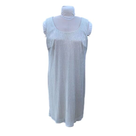 Metallic Sleeveless Shift Dress w/Matching Cardigan Sz 12 by R&M Richards Flowy - Picture 10 of 14